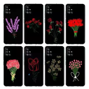 Прозрачный чехол для Samsung Galaxy A52 A12 A51 A32 A21s A71 A32 A22 50 A70 A31 A72 5G, чехол для телефона с цветком Samsung A53 5G