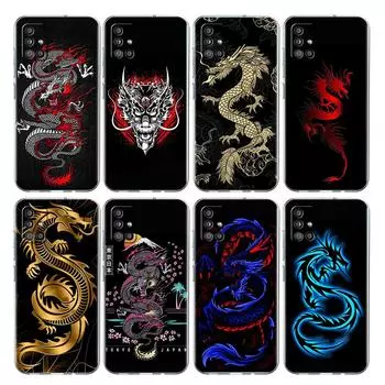 Прозрачный чехол для Samsung Galaxy A52 A12 A51 A32 A21s A71 A32 A22 50 A70 A31 A72 5G, чехол для телефона с изображением дракона и животного Samsung A53 5G