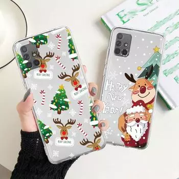 Прозрачный чехол для Samsung Galaxy A52 A12 A51 A32 A21s A71 A32 A22 50 A70 A31 A72 5G чехол для телефона Snow Merry Christmas Samsung A53 5G