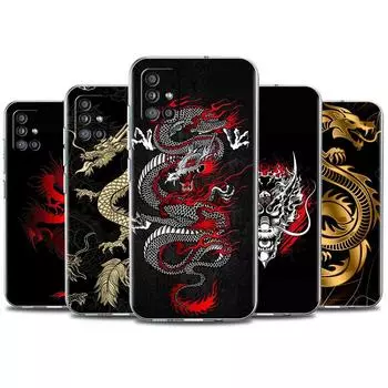 Прозрачный чехол для Samsung Galaxy A52 A12 A51 A32 A21s A71 A32 A22 50 A70 A31 A72 5G, чехол для телефона с изображением дракона и животного Samsung A53 5G