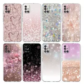 Прозрачный чехол для Samsung Galaxy A52 A12 A51 A32 A21s A71 A32 A22 50 A70 A31 A72 5G чехол для телефона блестящий розовый прохладный Samsung A03
