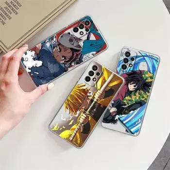Прозрачный чехол для Samsung Galaxy A52 A12 A51 A32 A21s A71 A32 A22 50 A70 A31 A72 5G чехол для телефона аниме Demon Slayer Samsung A53 5G
