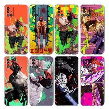 Прозрачный чехол для Samsung Galaxy A52 A12 A51 A32 A21s A71 A32 A22 50 A70 A31 A72 5G чехол для телефона милый мультяшный рисунок человека с бензопилой Samsung A53 5G