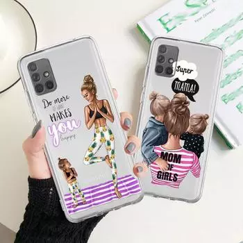 Прозрачный чехол для Samsung Galaxy A52 A12 A51 A32 A21s A71 A32 A22 50 A70 A31 A72 5G чехол для телефона Super Mum Baby Samsung A53 5G