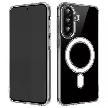 Прозрачный чехол для Samsung Galaxy A56 5G, совместимый с MagSafe, чехол для телефона серии WANLONFENG LM2 (Большое отверстие для линзы) Transparent