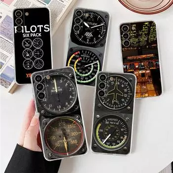 Прозрачный чехол для Samsung Galaxy S22 S20 FE S21 S23 Plus Note 20 10 Phone Shell Aviation Airplane Verticopter Cockpit Instrument Samsung S22 5G