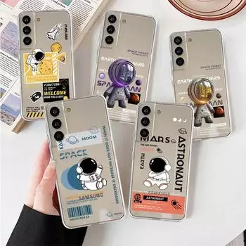 Прозрачный чехол для Samsung Galaxy S22 S20 FE S21 Plus S10 Lite S9 S8 S10e Note 20 Ultra 10 Lite 9 8, чехол для телефона с рисунком астронавта Samsung S21 5G