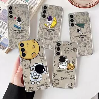 Прозрачный чехол для Samsung Galaxy S22 S20 FE S21 Plus S10 Lite S9 S8 S10e Note 20 Ultra 10 Lite 9 8, чехол для телефона, милый космонавт Samsung S21 5G