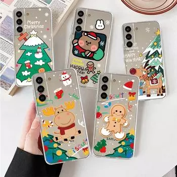 Прозрачный чехол для Samsung Galaxy S22 S20 FE S21 Plus S10 Lite S9 S8 S10e Note 20 Ultra 10 Lite 9 8 Чехол для телефона Новый год Samsung S21 5G