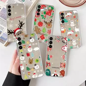 Прозрачный чехол для Samsung Galaxy S22 S20 FE S21 Plus S10 Lite S9 S8 S10e Note 20 Ultra 10 9 8 Чехол для телефона Рождественский Санта-Клаус Лось Samsung S21 5G