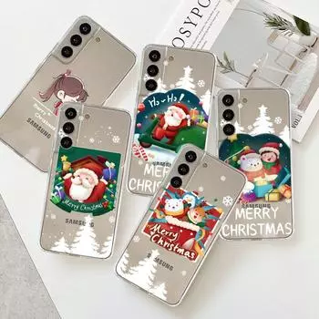 Прозрачный чехол для Samsung Galaxy S22 S20 FE S21 S10 S9 Plus Note 20 Ultra 10 Lite 9, мягкий чехол из ТПУ для телефона, рождественский мультяшный снеговик Samsung S21 5G