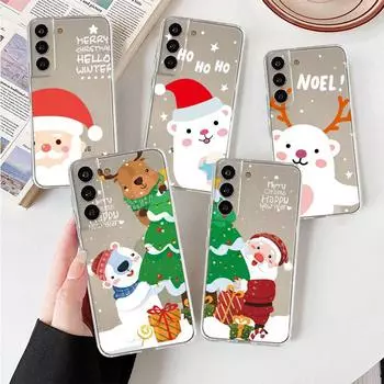 Прозрачный чехол для Samsung Galaxy S22 S20 FE S21 Plus S10 Lite S9 S8 S10e Note 20 Ultra 10 Lite 9 8, чехол для телефона «Снеговик», Рождество Samsung S21 5G