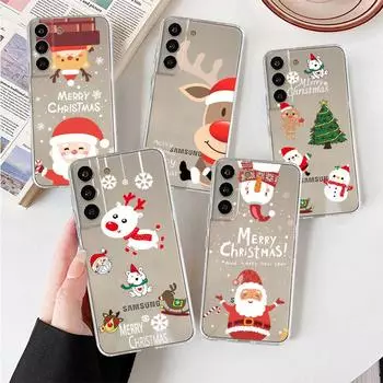Прозрачный чехол для Samsung Galaxy S22 S20 FE S21 Plus S10 Lite S9 S8 S10e Note 20 Ultra 10 Lite 9 8 Чехол для телефона Рождественская кукла олень Samsung S21 5G