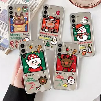 Прозрачный чехол для Samsung Galaxy S22 S20 FE S21 Plus S10 Lite S9 S8 S10e Note 20 Ultra 10 Lite 9, чехол для телефона, милый рождественский снеговик Samsung S21 5G