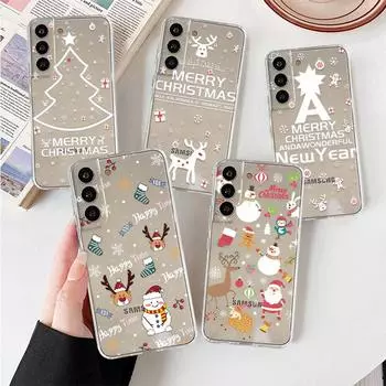 Прозрачный чехол для Samsung Galaxy S22 S20 FE S21 Plus S10 Lite S9 S8 S10e Note 20 Ultra 10 Lite 9, чехол для телефона Снеговик, Рождество Samsung S21 5G