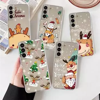 Прозрачный чехол для Samsung Galaxy S22 S20 FE S21 Plus S10 Lite S9 S8 S10e Note 20 Ultra 10 Lite 9 8 Чехол для телефона Snow Merry Christmas Samsung S21 5G