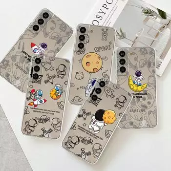 Прозрачный чехол для Samsung Galaxy S22 S20 FE S21 S10 S9 Plus Note 20 Ultra 10 Lite 9 Мягкий чехол для телефона TPU с изображением астронавтов космонавтов Samsung S21 5G