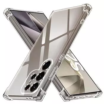 Прозрачный чехол для Samsung Galaxy S24 Ultra S23 FE S22 Plus + 5G S21 Мягкий бампер из ТПУ с защитой от пожелтения Slim Fit Полный защитный противоударный прозрачный чехол For Samsung S21 FE белый