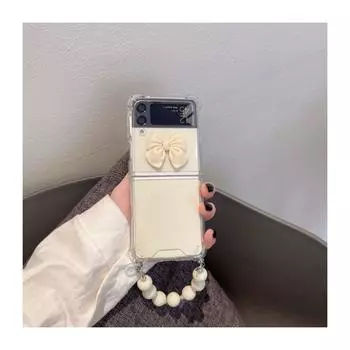 Прозрачный чехол для Samsung Z Flip 3, японский чехол для мобильного телефона с жемчужным ремешком для Galaxy Zflip Zflip 4, бампер Etui For Samsung Z FLIP 3 прозрачный