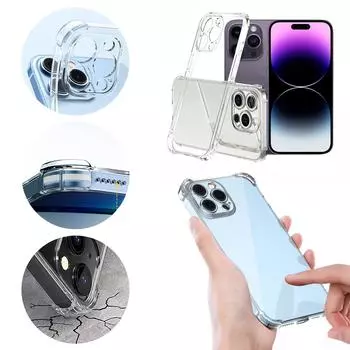 Прозрачный чехол для телефона 14/ 14 Plus/ 14 Pro/ 14 Pro Max, силиконовый мягкий чехол, задняя крышка One Size