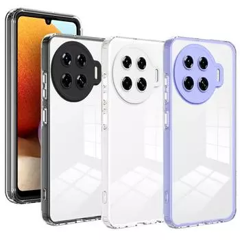 Прозрачный чехол для телефона 2 в 1 для Tecno Spark 20 Pro + Spark 20 Pro 20C Spark Go 2024, защитная глянцевая прозрачная задняя крышка для камеры Spark 20 Pro Plus чёрный