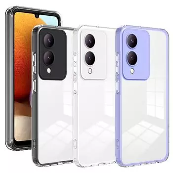 Прозрачный чехол для телефона 2 в 1 для VIVO Y17S Y22 Y35 Y16 Y21 Y21S Y33S Y02 V27 V25 V25E задняя крышка For VIVO Y17S чёрный
