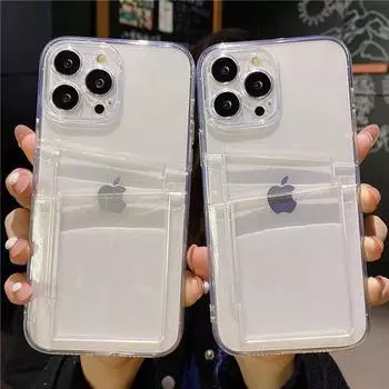 Прозрачный чехол для телефона для карточек для Iphone 14 13 12 11 Pro Max Xr Xs X 13pro Max 14 Pro Maxclear, мягкий чехол-бумажник из ТПУ, задняя крышка For iPhone 13