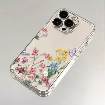 Прозрачный чехол для телефона Flower Butterfly для iPhone 16 15 14 13 12 11 Pro Max 8 7 Plus XS Max X XR, силиконовый бампер, противоударный, прозрачная задняя крышка Apple 15ProMax