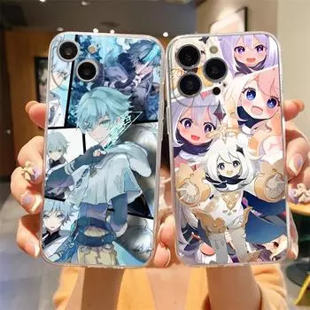 Прозрачный чехол для телефона Genshin Impact для iPhone 15 14 13 12 Mini 11 Pro Max XS X XR 7 8 Plus, прозрачный противоударный силиконовый чехол iPhone 13