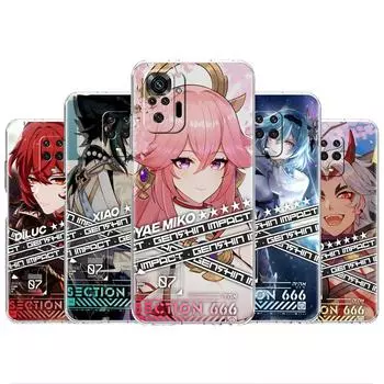 Прозрачный чехол для телефона Genshin Impact с аниме для Redmi Note 11 10 9 8 11E Pro 11S 9S 10S K40 9A 9C 8T 7 10C Funda, мягкий чехол Redmi K40
