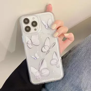 Прозрачный чехол для телефона Ins Gradient Butterfly для Iphone 13 12 11 Pro Max Xr X Xs Max 7 8 Plus, мягкая прозрачная противоударная задняя крышка For 7Plus or 8Plus