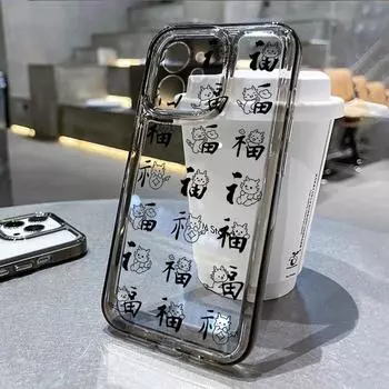 Прозрачный чехол для телефона iPhone 11, чехол для iPhone 12, 13, 14, 15 Pro Max XR XS 7, 8, 14, 15 Plus SE, противоударный художественный чехол в китайском стиле For iPhone 11