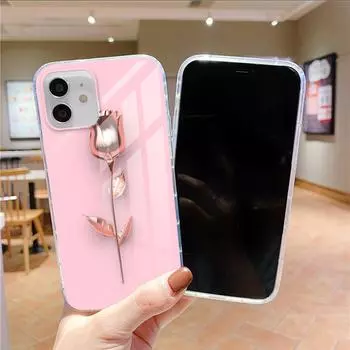Прозрачный чехол для телефона из розового золота и розы с сердечком для iphone 13 12 11 Pro Max mini X XR XS MAX 7 8 6 6s plus 5S se 2020, мягкий чехол iphone 11