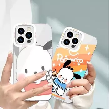 Прозрачный чехол для телефона Rainbow Pacha Dog MAX Angel Eye с мини-линзами, совместимый с Apple iPhone 13/14/15 Pro. iPhone 12