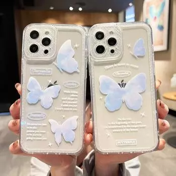 Прозрачный чехол для телефона с бабочкой и сердечком для Iphone 13 12 11 Pro Max X Xr Xs Max с акриловым принтом, милый противоударный чехол For iPhone XR