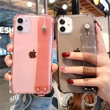 Прозрачный чехол для телефона с держателем браслета для Iphone 14 13 12pro 11pro Max Xr X Xs Max 14pro Max, мягкая силиконовая противоударная задняя крышка for iPhone 14