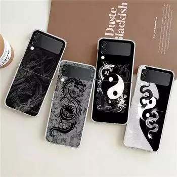 Прозрачный чехол для телефона с дизайном дракона для Samsung Z Flip 4 5, тонкий прозрачный чехол из жесткого ПК для Galaxy Z Flip 3 5 Galaxy Z Flip 4