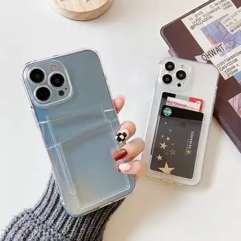 Прозрачный чехол для телефона с двумя слотами для карт для iPhone 15 14 13 12 11 Pro Max XS Max XR X 7 Plus, мягкий силиконовый противоударный чехол For iPhone 15Pro Max