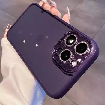 Прозрачный чехол для телефона с фиолетовыми линзами и блестками для Iphone 14 13 12 11 Pro Max Len, защитное покрытие, противоударный гибридный защитный чехол For iPhone 12 Pro