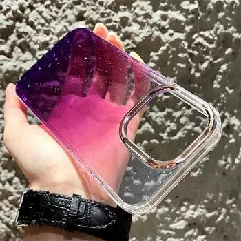 Прозрачный чехол для телефона с градиентным блеском для Iphone 14 Pro Max 13 12 11 Pro Max 13 14 Plus, противоударный прозрачный акриловый чехол For iPhone 13Pro