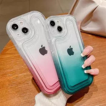Прозрачный чехол для телефона с градиентом для Iphone 14 13 12 11 Pro Max 14pro 14 Plus, противоударный бампер, мягкий силиконовый прозрачный чехол на заднюю панель for iPhone 11