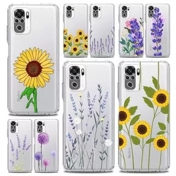 Прозрачный чехол для телефона с изображением цветка лаванды и подсолнечника для Xiaomi Redmi Note 12 10C 10 11 9 8 Pro Plus 9S 7 8T 9T 9A 8A 9C K50 K40 Redmi 9