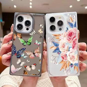 Прозрачный чехол для телефона с красочным принтом бабочек и цветов для iPhone 16 Pro Max 15 14 Plus 13 Pro 12 11 TPU прозрачный мягкий силиконовый противоударный чехол iPhone 16