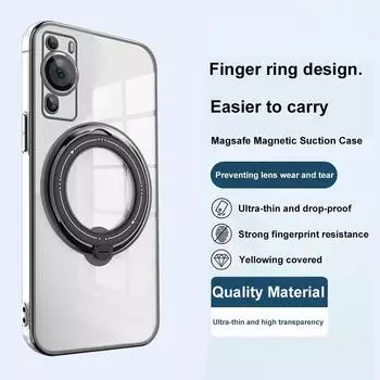 Прозрачный чехол для телефона с магнитным кольцом и поддержкой для Huawei P70 ART P60 P50 P40 P30 Pro Mate 60 Pro Plus 50 40 30 4G 5G Huawei P70 фиолетовый