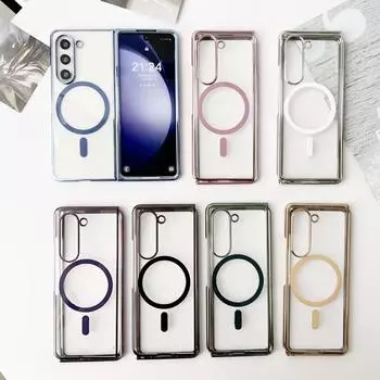 Прозрачный чехол для телефона с магнитным покрытием, прозрачный защитный чехол для Samsung Galaxy Z Fold 6 5 4 3 Fold 6 Fold 5 Fold 4 Fold 3 5G Galaxy Z Fold 5 розовый