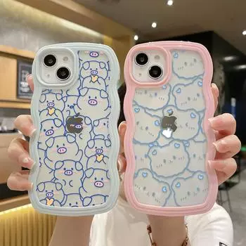 Прозрачный чехол для телефона с милой свиньей, фигурной волной, для Iphone 11 14 Pro Max 13 12 Xsmax X Xr 7 8 Plus Se 2022 2020, противоударная задняя крышка For iPhone 7