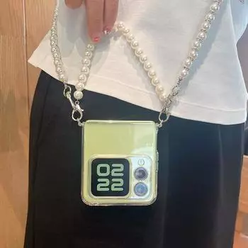 Прозрачный чехол для телефона с ремешком через плечо Pearl для Huawei nova Flip 5G, мягкий силиконовый чехол для телефона Nova Flip PSD-AL00, прозрачный чехол с цепочкой на запястье For Huawei nova Flip