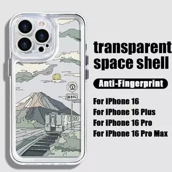 Прозрачный чехол для телефона с рисунком анимационного горного пейзажа для iPhone 16 Pro Max 15 Plus 14 13 Pro 12 11 XR XS 8 7, мягкий силиконовый противоударный прозрачный чехол iPhone 16