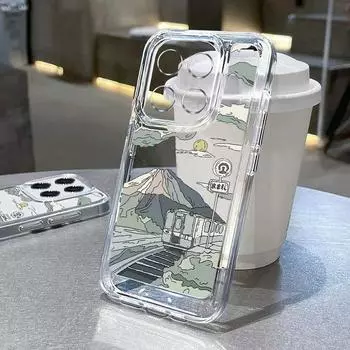 Прозрачный чехол для телефона с рисунком анимационных гор для Xiaomi 13T 11T Poco F6 X6 X5 Pro Redmi Note 13 12 Pro 11 10, мягкий силиконовый противоударный прозрачный чехол Redmi Note 13 4G