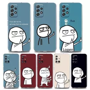 Прозрачный чехол для телефона с забавным человечком и средним пальцем для Samsung A01 A02 A02s A11 A12 A21 S A31 A41 A32 A51 A71 A42 A52 A72, мягкий силиконовый чехол Samsung A71 5G